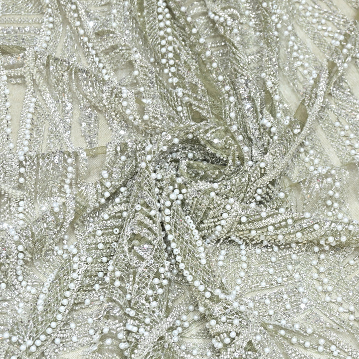 IMPORTED PEARL & BEADED FABRIC- 28RJ00- 01