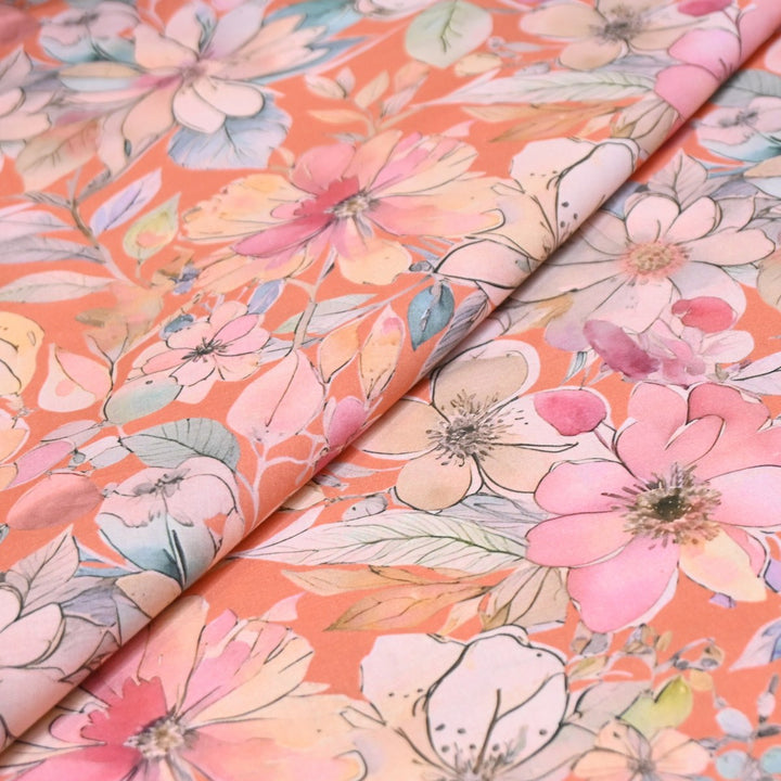 Multicolor Cotton Digital Print Fabric -Soft Breathable Printed Cotton Fabric-DA1124-3