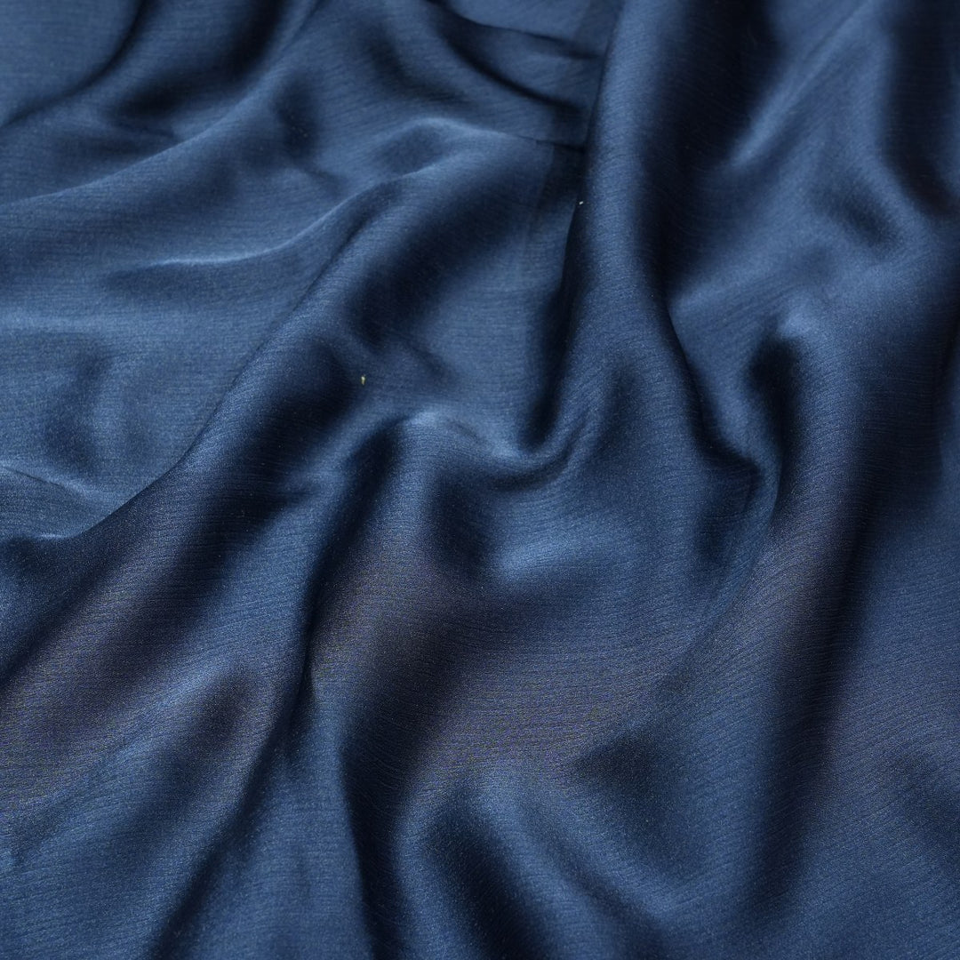 Dusky Blue Colour Satin Chiffon Fabrics