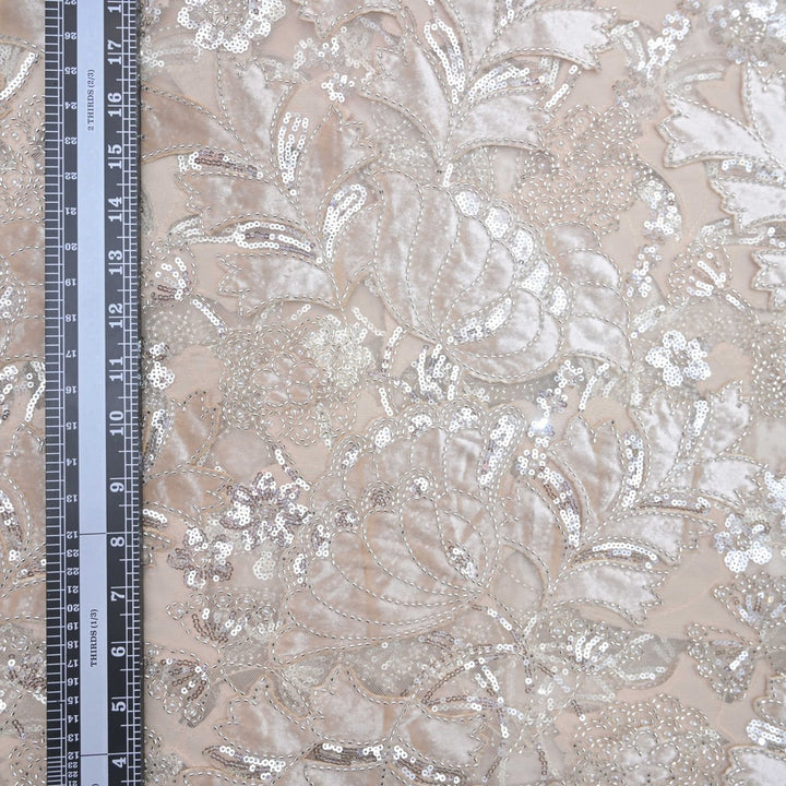 Imported Net Cutdana Sequins With Velvet Patchwork Embroidery Fabrics-24T75P