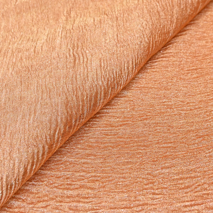 Dark Peach Premium Designer Dyed Crush Tissue Fabric with Glossy Finish