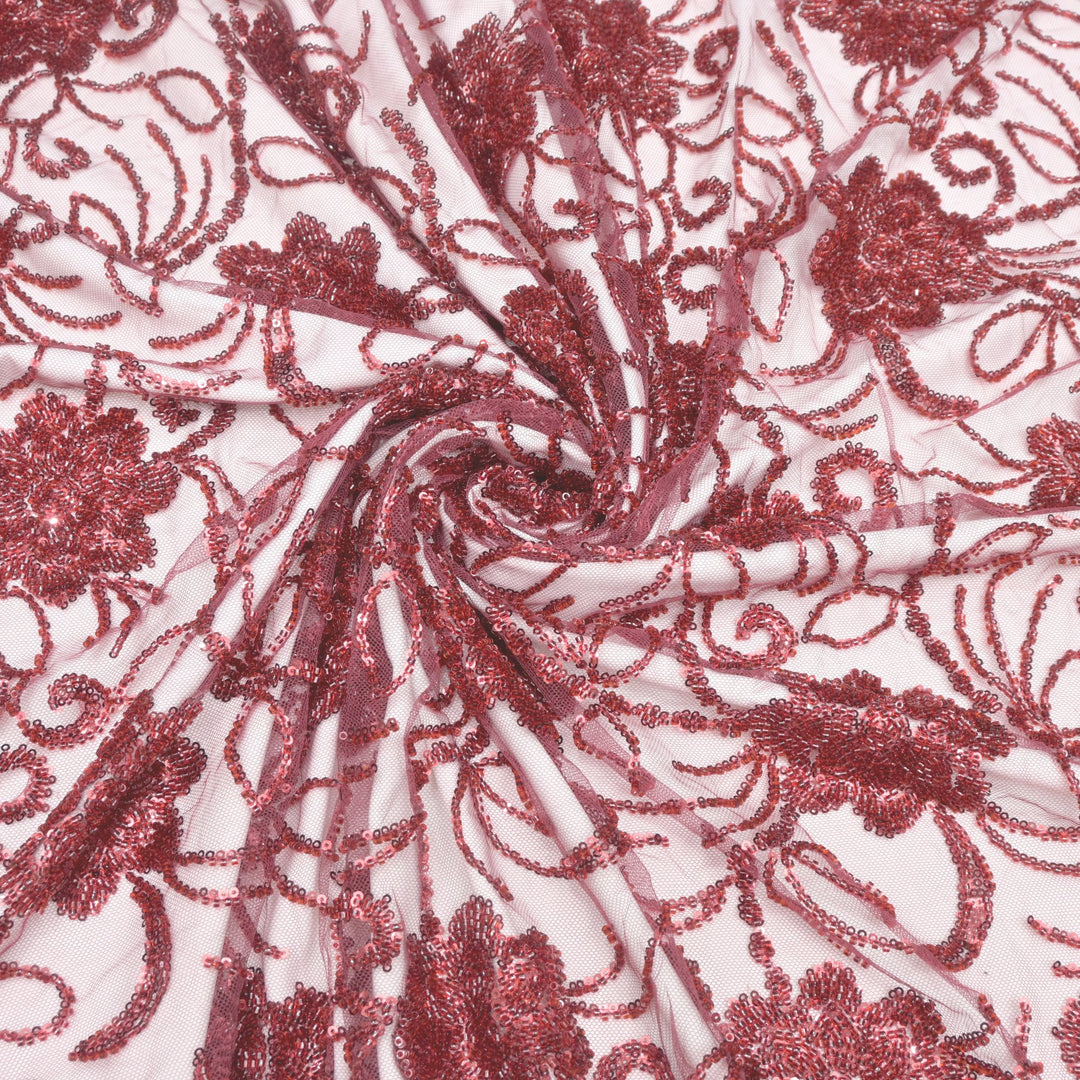 Imported Net Cutdana With Sequins Handwork Embroidery Fabrics