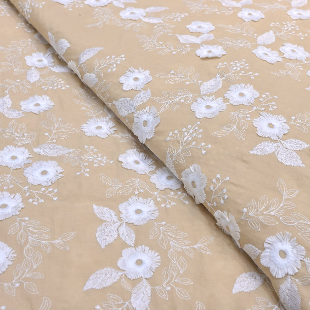 Imported Cotton 3D Flower Thread Work Embroidery Fabric
