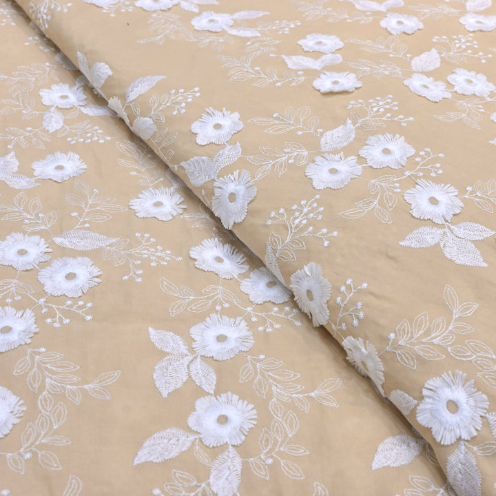 Imported Cotton 3D Flower Thread Work Embroidery Fabric