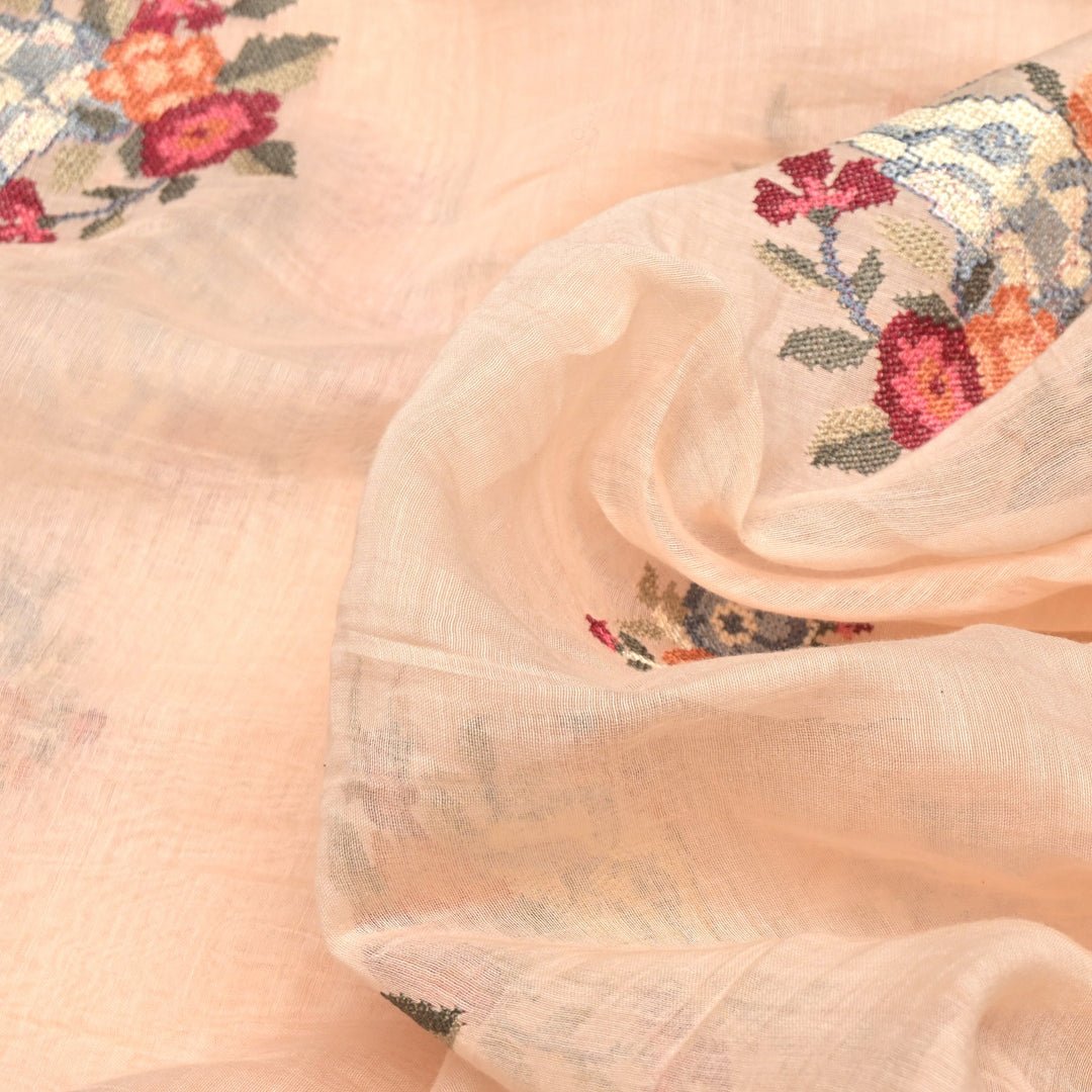 Mul Chanderi Crosstitch Embroidery Fabrics