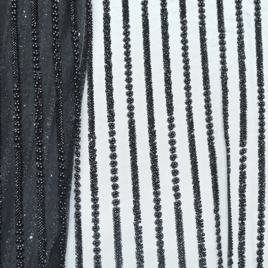 Imported Net Cutdana Pearls With Sequins Handwork Embroidery Fabrics