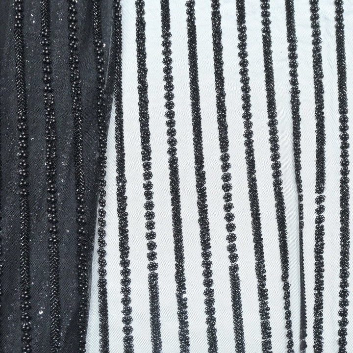 Imported Net Cutdana Pearls With Sequins Handwork Embroidery Fabrics