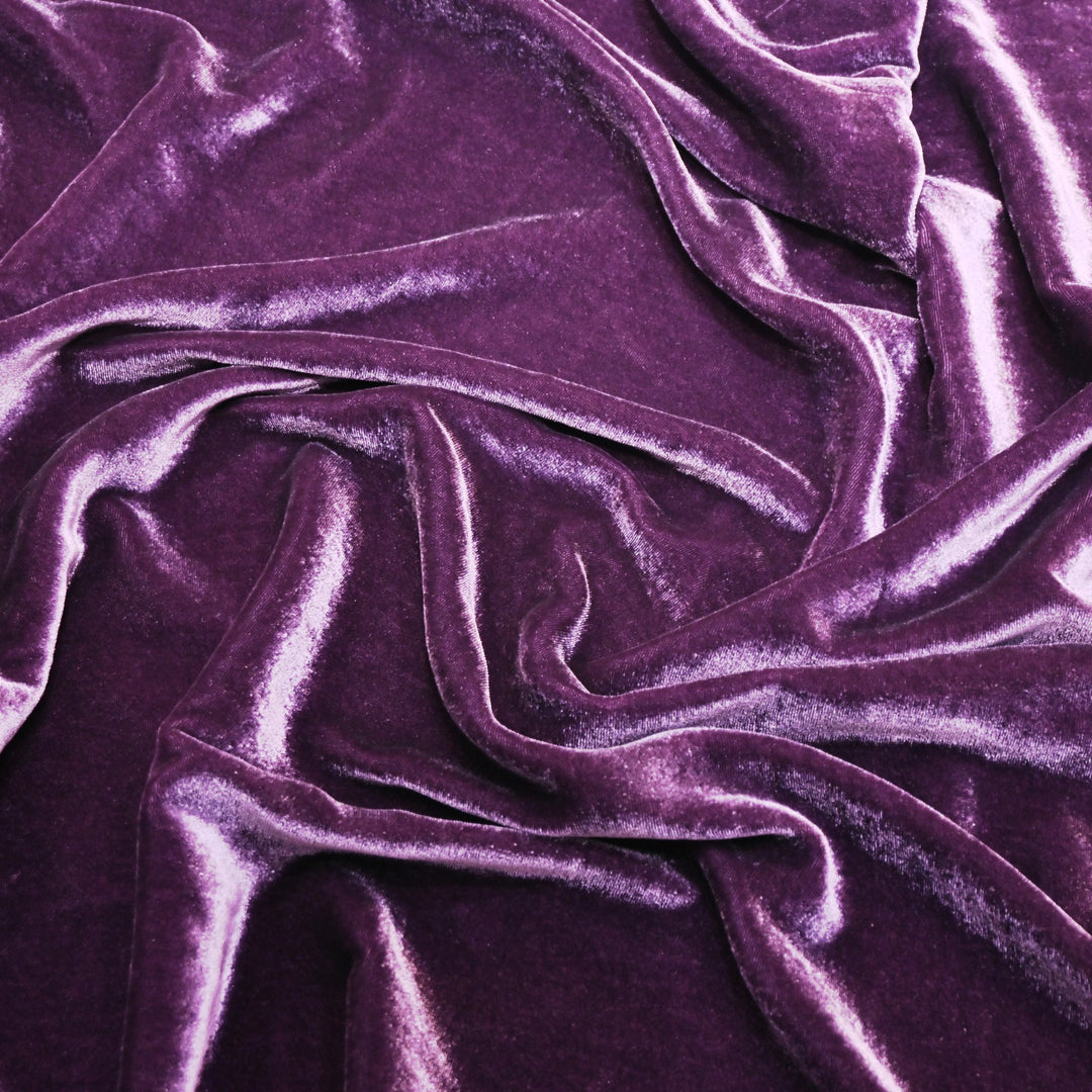 Plum Purple Color Plain Pure Silk Velvet Fabrics