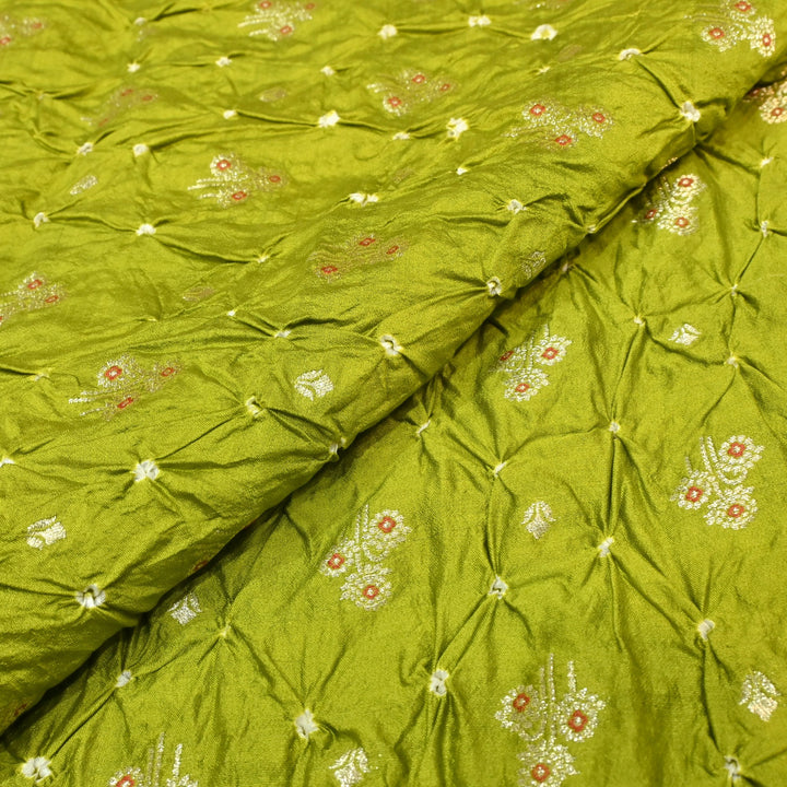 Pure Chiniya Silk Meena Zari And Hand Bandhani Fabrics