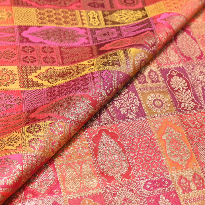 Multi Rangoli Brocade Fabric – Premium Zari Woven Designer Brocade Fabric 001006-A21