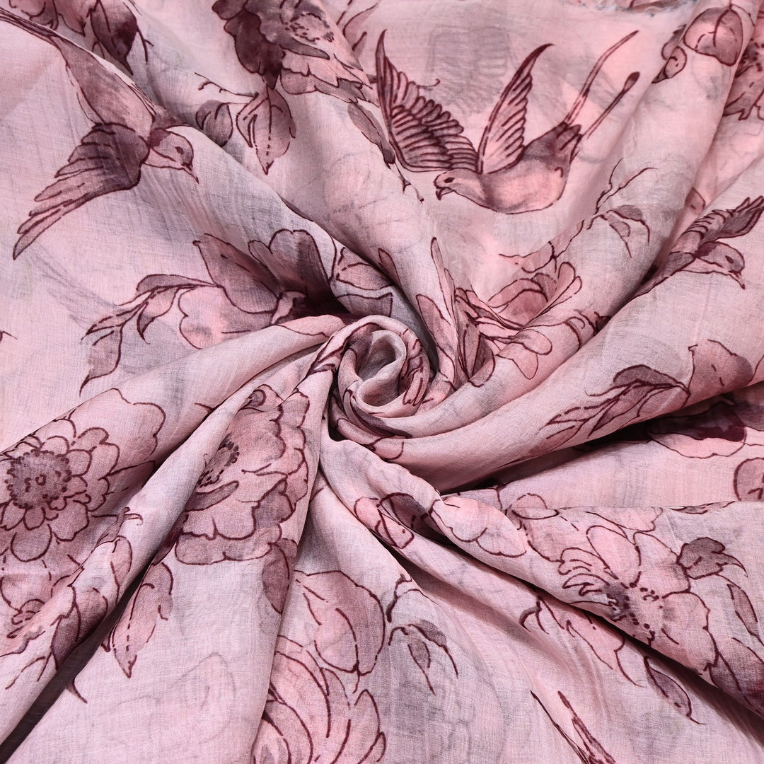 Mul Chanderi Digital Print Fabric - Soft Lightweight Designer Fabric GT0185-1E