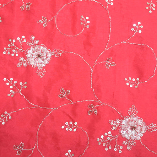 Bright red Cut Dana Embroidery Zari Work |  525-4263R