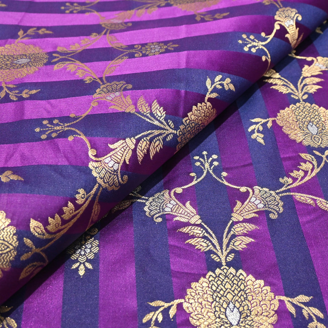 Purple Mina Zari Brocade Fabric