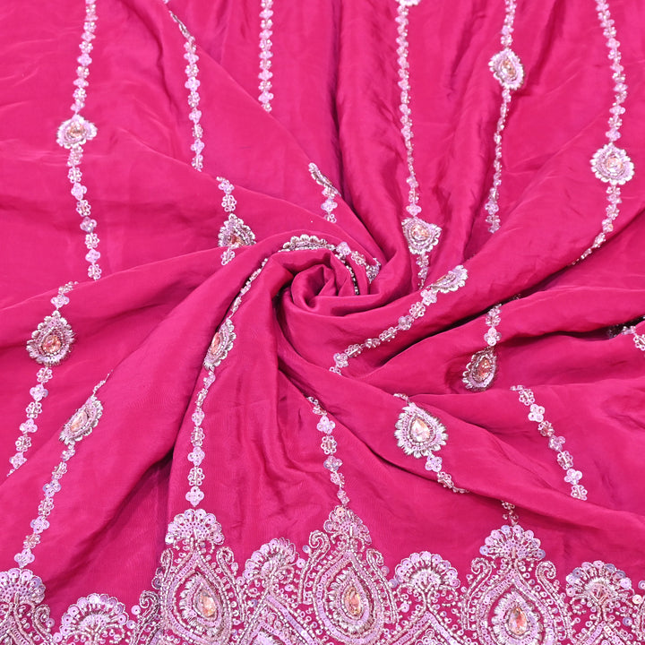 Magenta Fabric with Zari, Cutdana & Sequins Embroidery