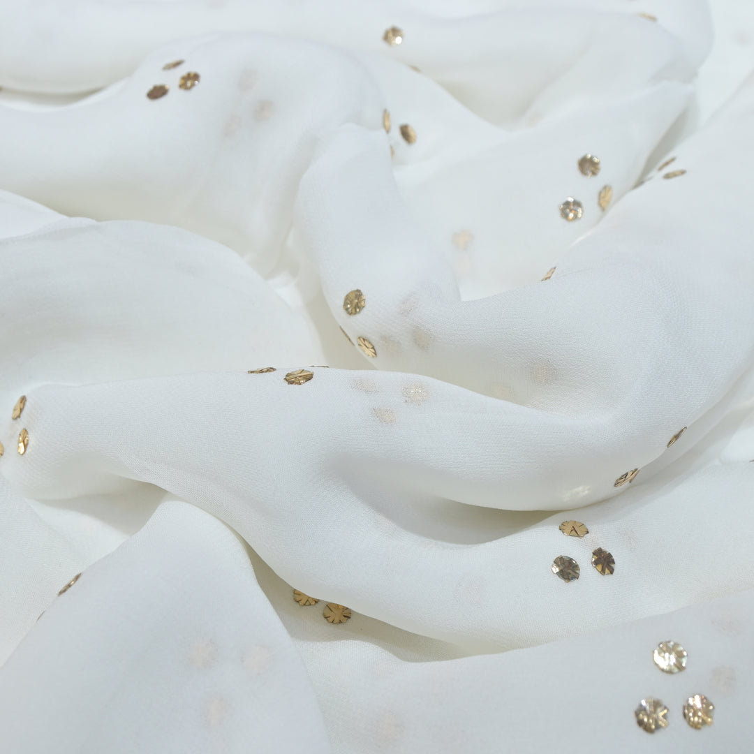 Viscose Georgette 3-Tikki Mukaish Hand Work Fabrics