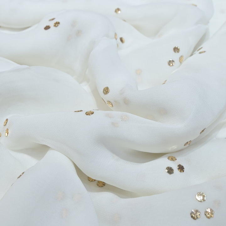 Viscose Georgette 3-Tikki Mukaish Hand Work Fabrics