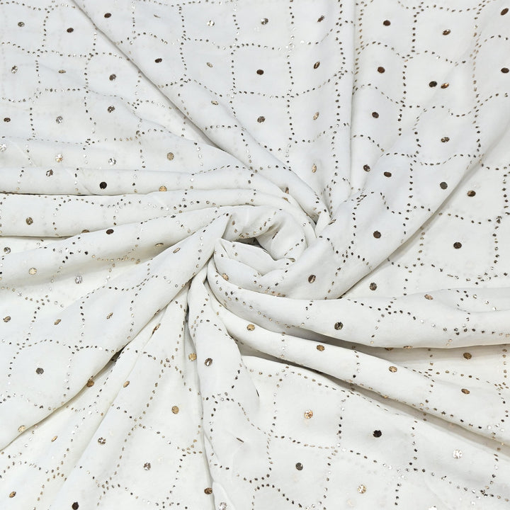 Dyeable Pure Silk Georgette Handwork Mukaish Fabric
