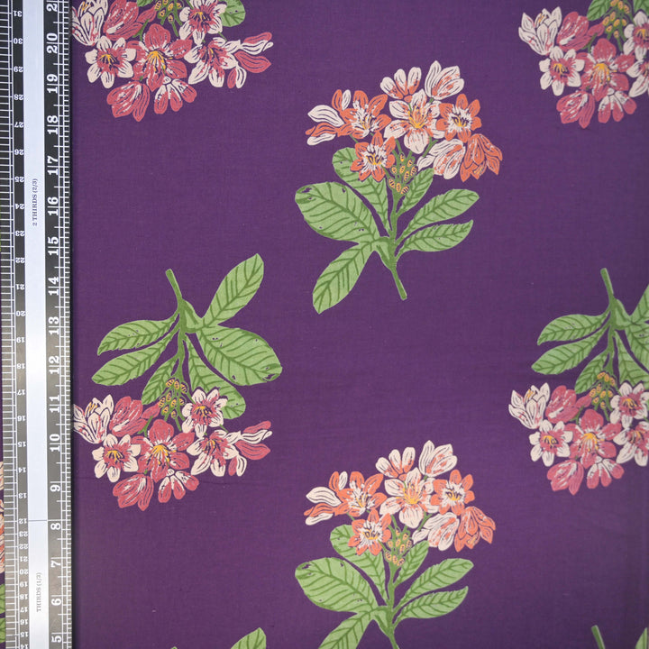 Midnight Bloom Purple Floral Cotton Printed Fabric