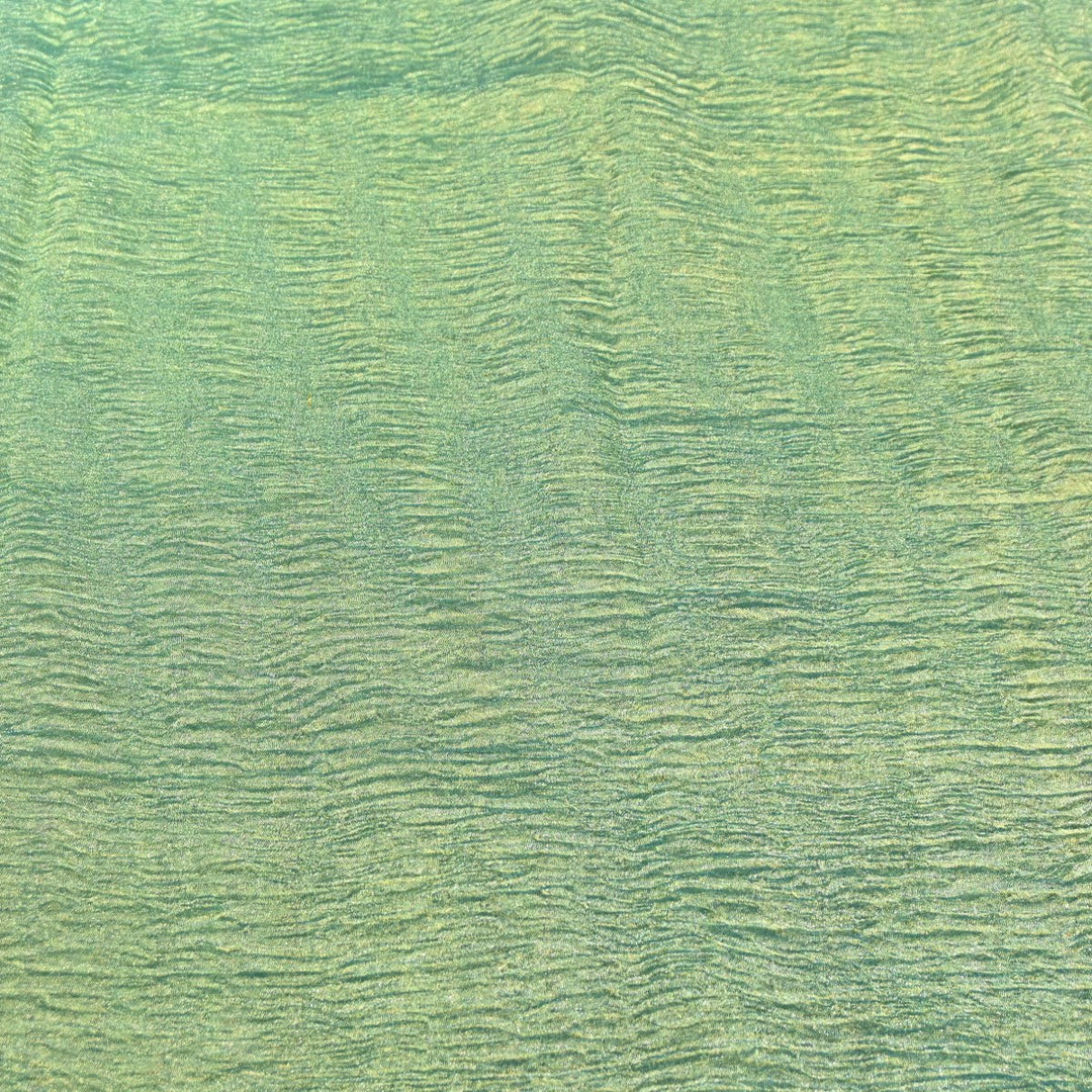 Dark Sea Green Premium Designer Dyed Crush Tissue Fabric with Glossy Finish
