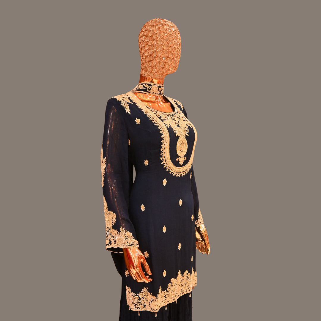 Midnight Blue Sharara Set