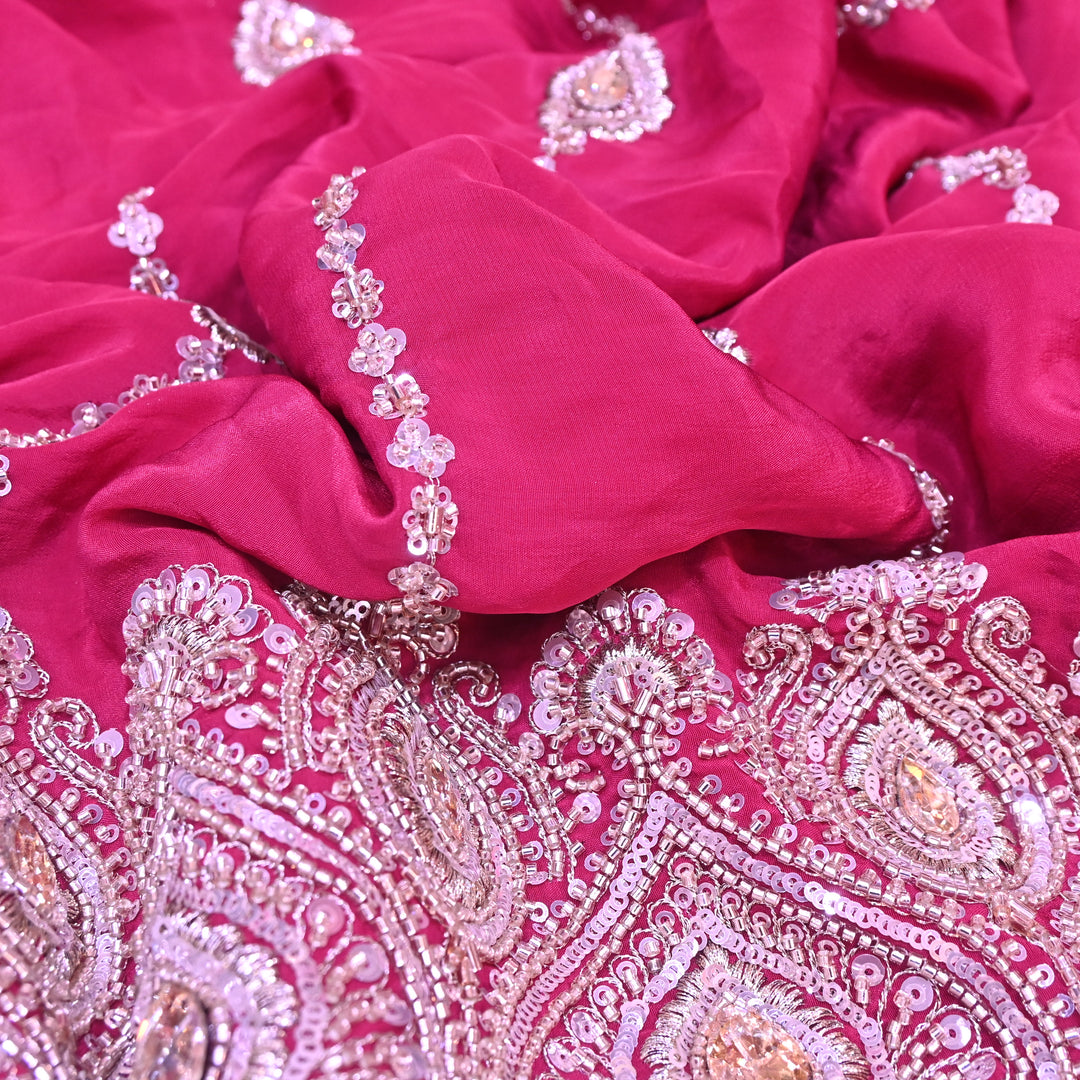 Magenta Fabric with Zari, Cutdana & Sequins Embroidery