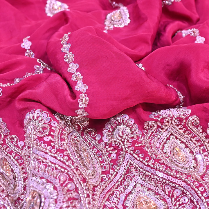Magenta Fabric with Zari, Cutdana & Sequins Embroidery