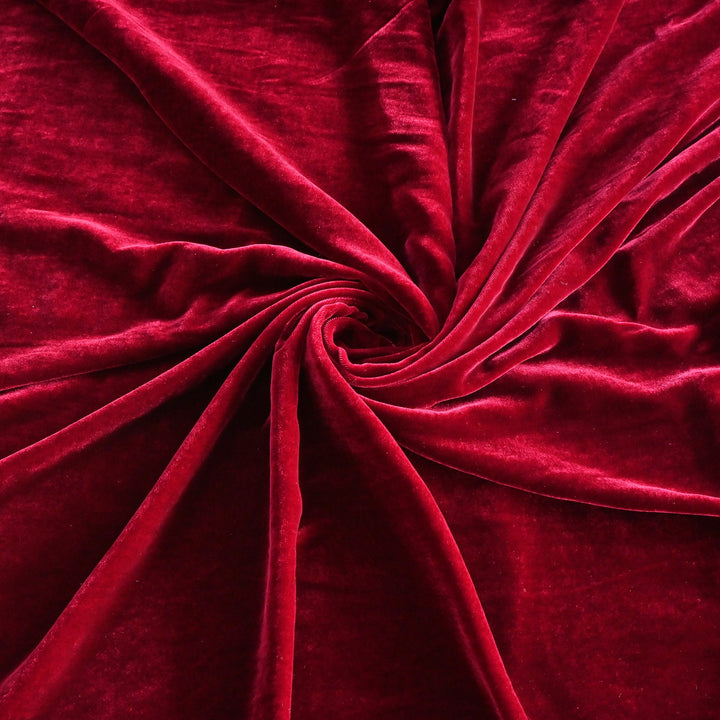 Maroon Color Plain Pure Silk Velvet Fabrics