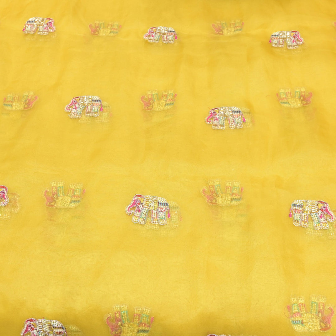 Dyed Silk Organza Moti With Zari Embroidery Fabrics