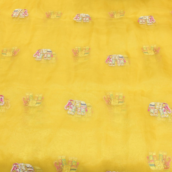 Dyed Silk Organza Moti With Zari Embroidery Fabrics
