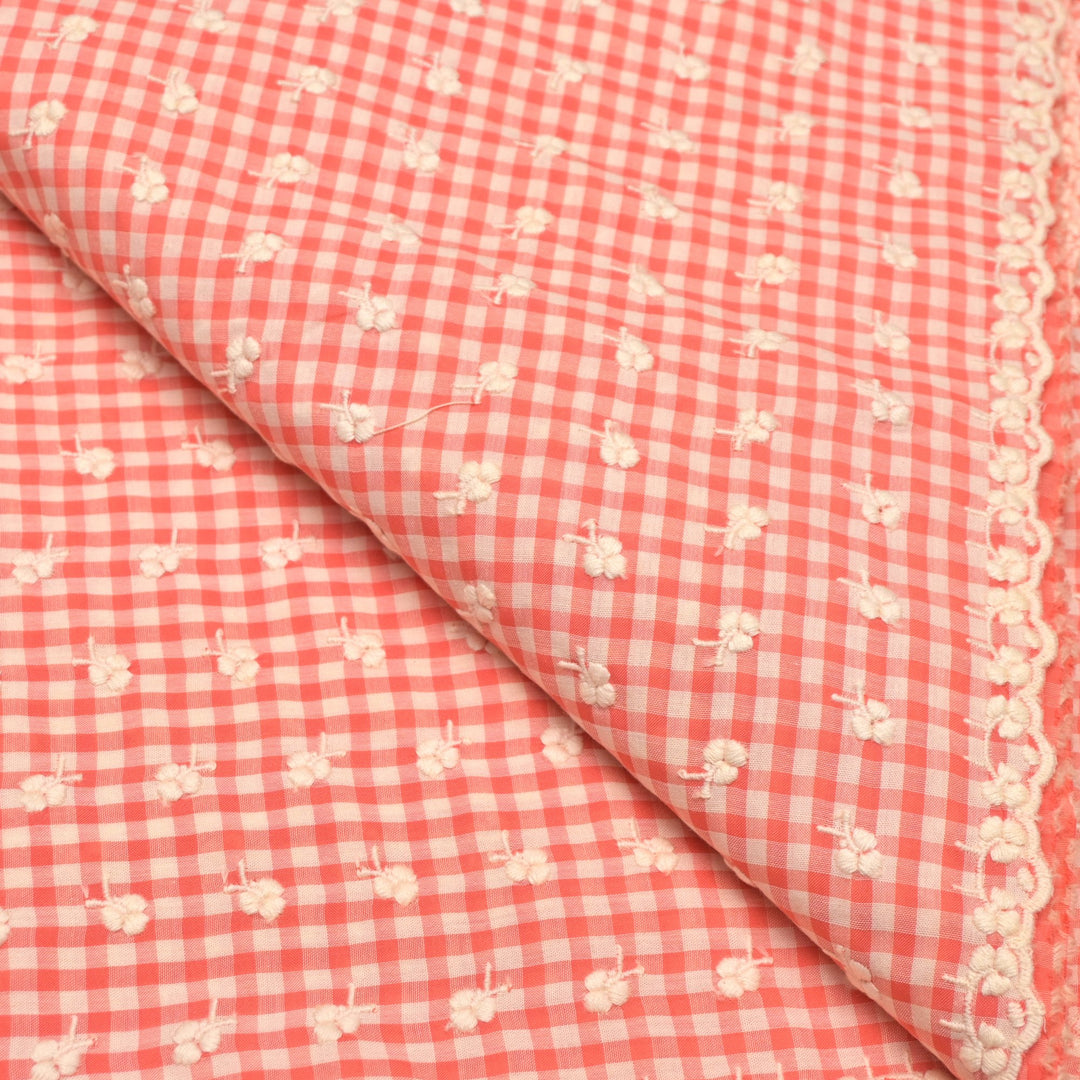 Cotton Checks Chikan Buti Fabrics