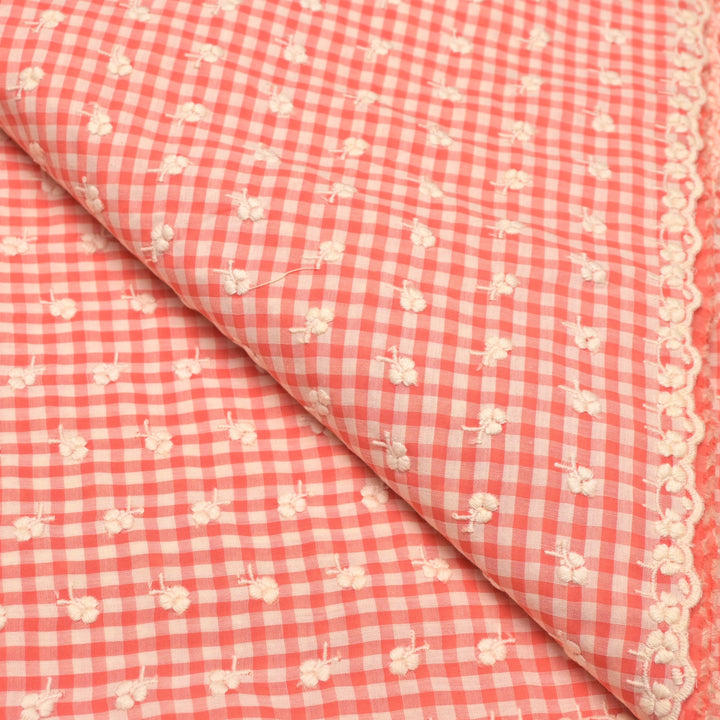 Cotton Checks Chikan Buti Fabrics