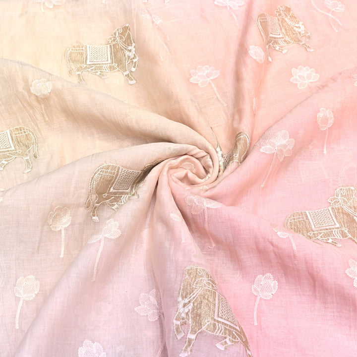 4D Shaded Mul Chanderi Embroidery Fabric-Designer Fabrics GP4049-4