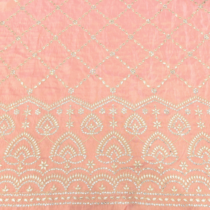 Tissue Zari With Stone Hand Embroidery Fabrics