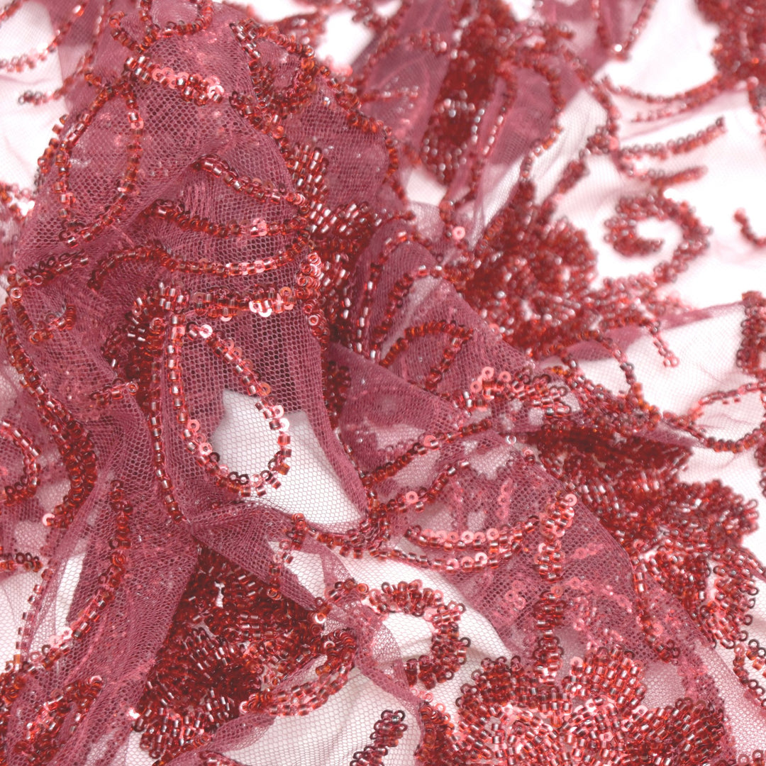 Imported Net Cutdana With Sequins Handwork Embroidery Fabrics