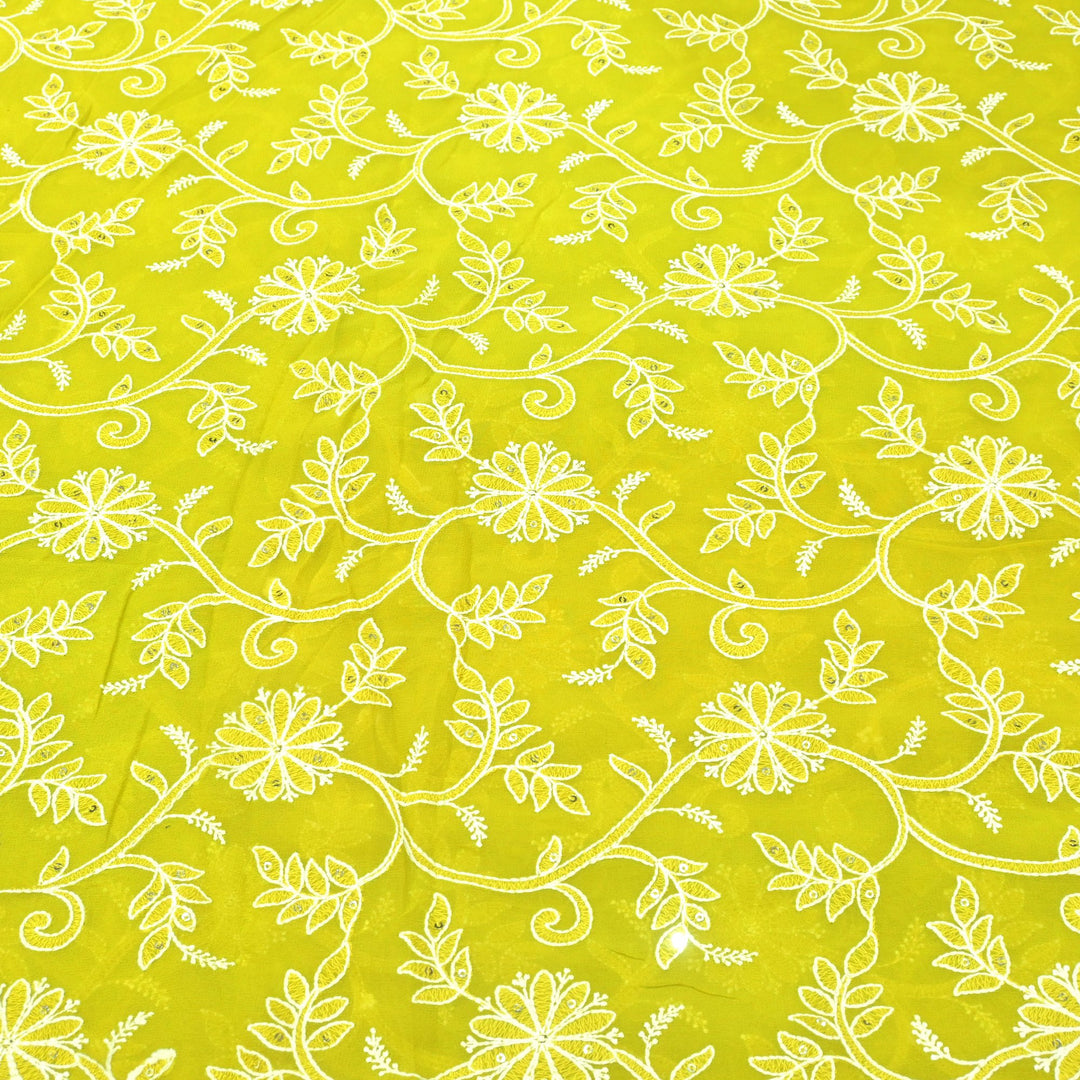 Viscose Georgette Thread With Sequins Embroidery Fabrics