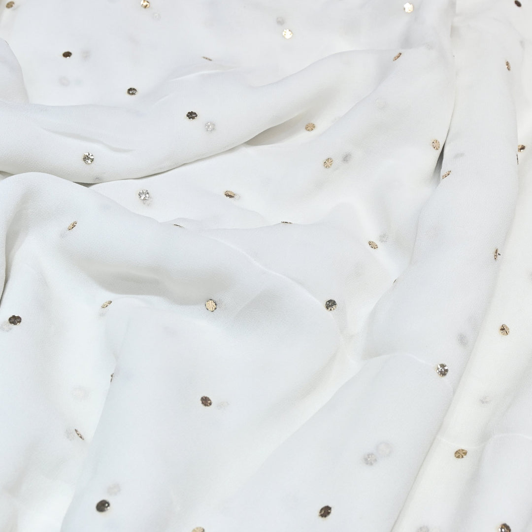 Dyeable Viscose Georgette Handwork Mukaish Fabric 44" – Elegant Designer Fabric ✨