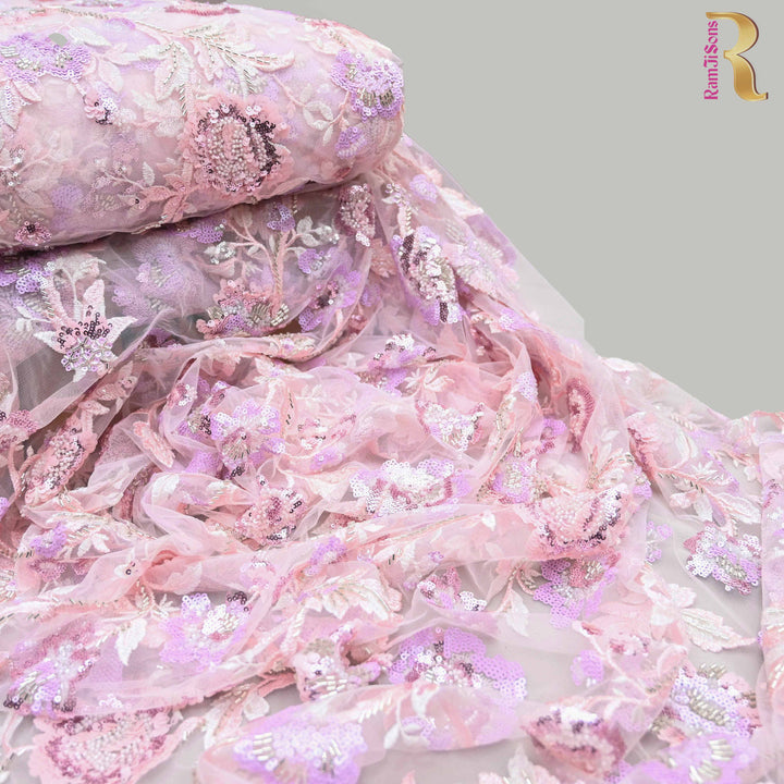 Baby Pink  Net Imported Embroidery Fabric| 25750-4B