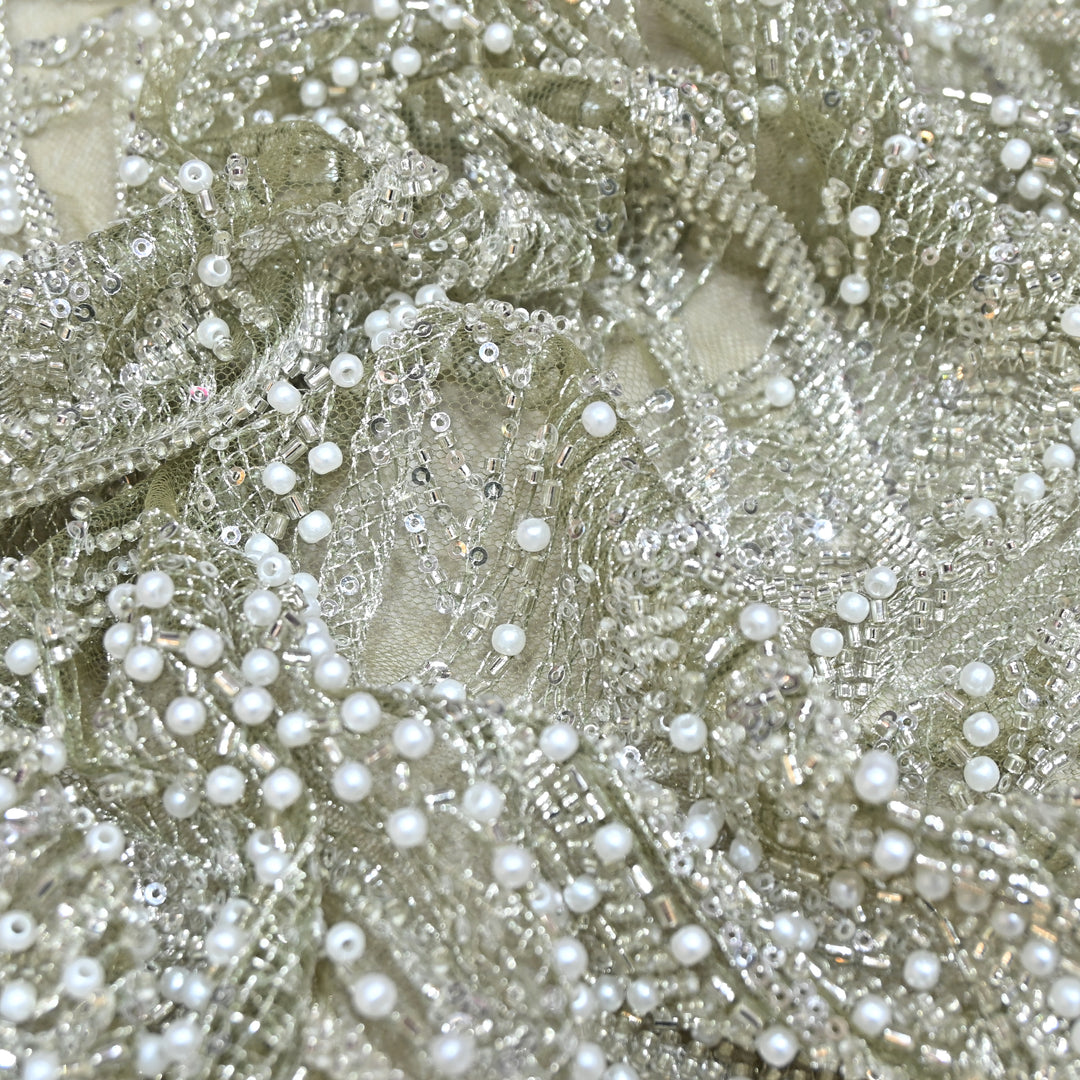 IMPORTED PEARL & BEADED FABRIC- 28RJ00- 01