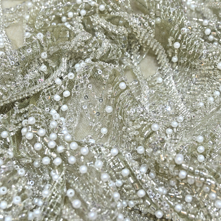 IMPORTED PEARL & BEADED FABRIC- 28RJ00- 01