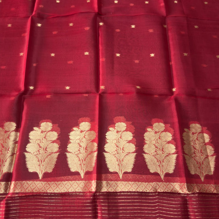 Pure Dupion Silk & Banarasi Mina Zari Unstitched Suit Set | AS0011