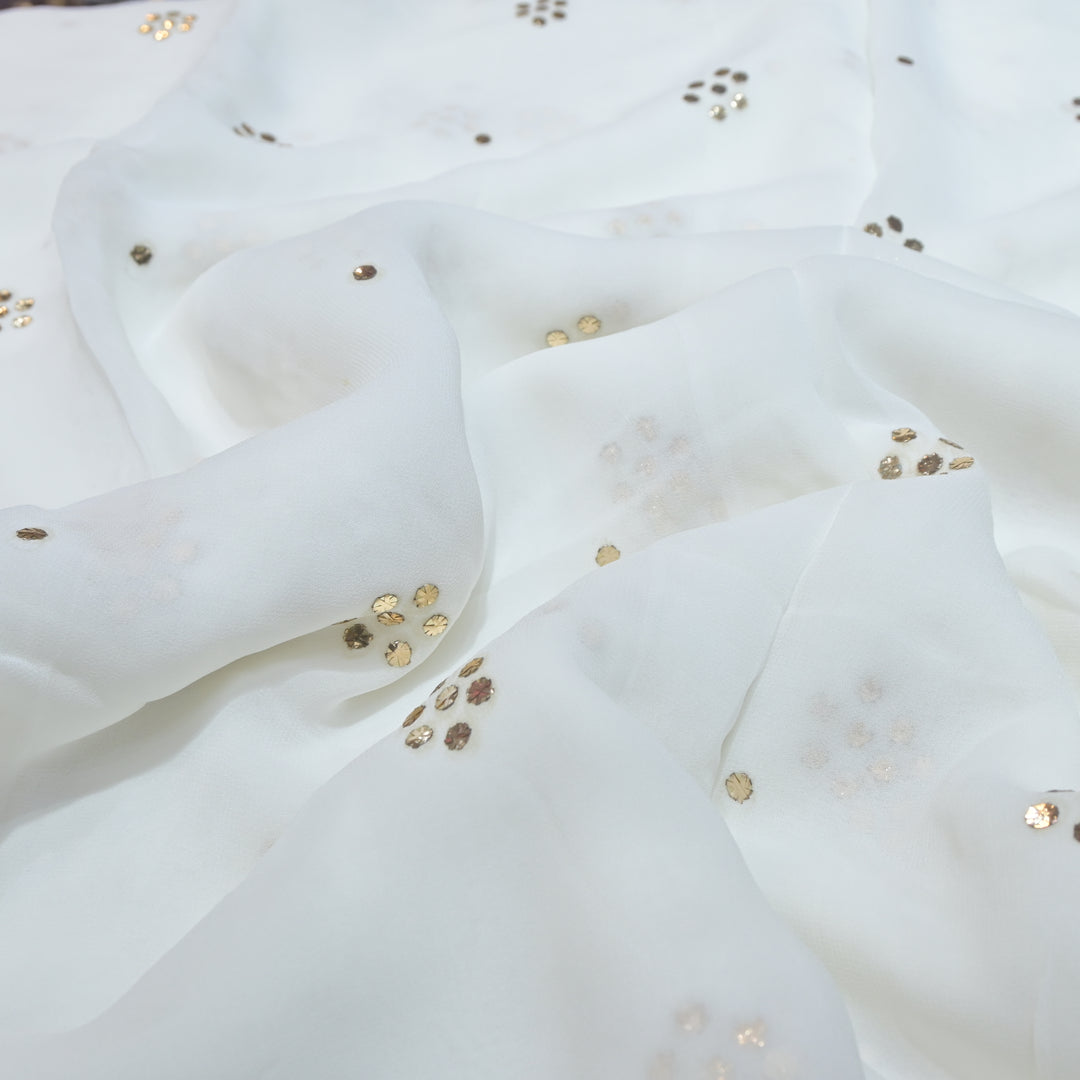 Viscose Georgette 7-Tikki Mukaish Hand Work Fabrics