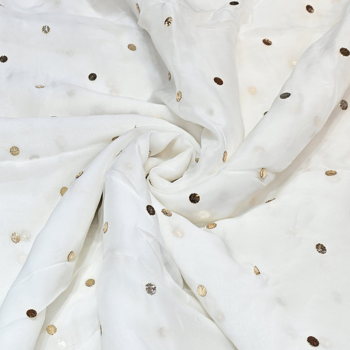 Dyeable Viscose Organza Handwork Mukaish Fabric BT0074