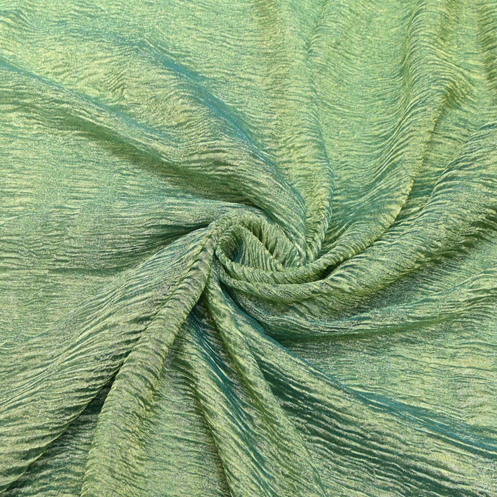 Dark Sea Green Premium Designer Dyed Crush Tissue Fabric with Glossy Finish