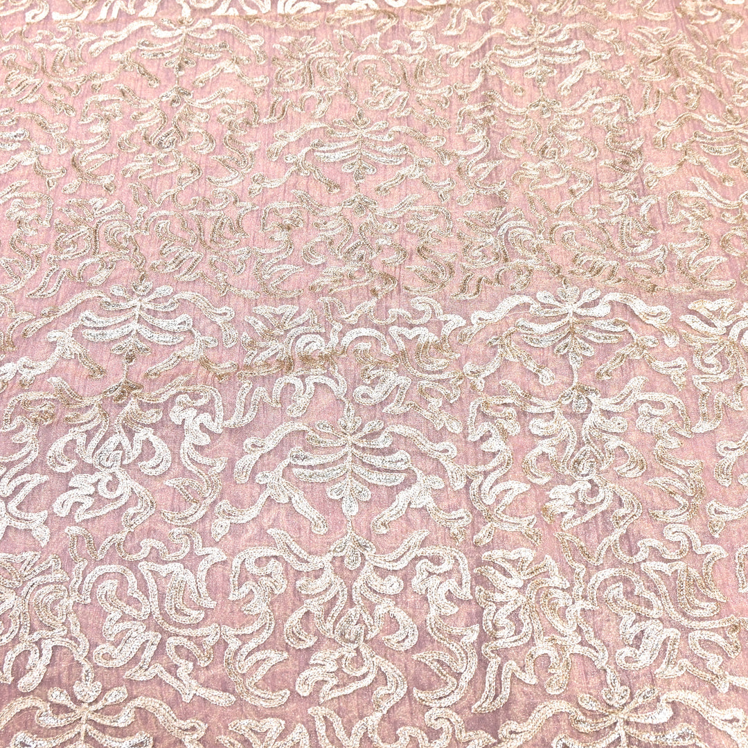 Crush Organza Tissue Zari Embroidery Fabric – Elegant Designer Party Wear Fabric - F81391-03
