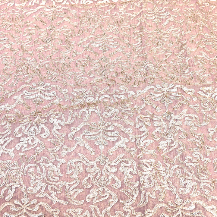 Crush Organza Tissue Zari Embroidery Fabric – Elegant Designer Party Wear Fabric - F81391-03