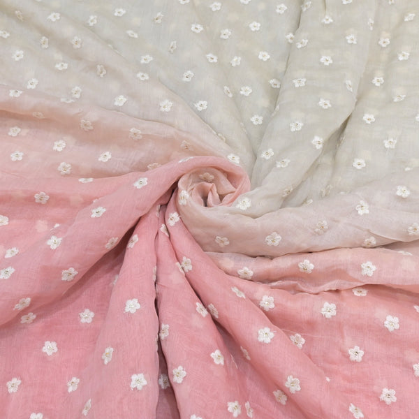 Beautiful Cotton Chanderi Thread Embroidery Fabrics
