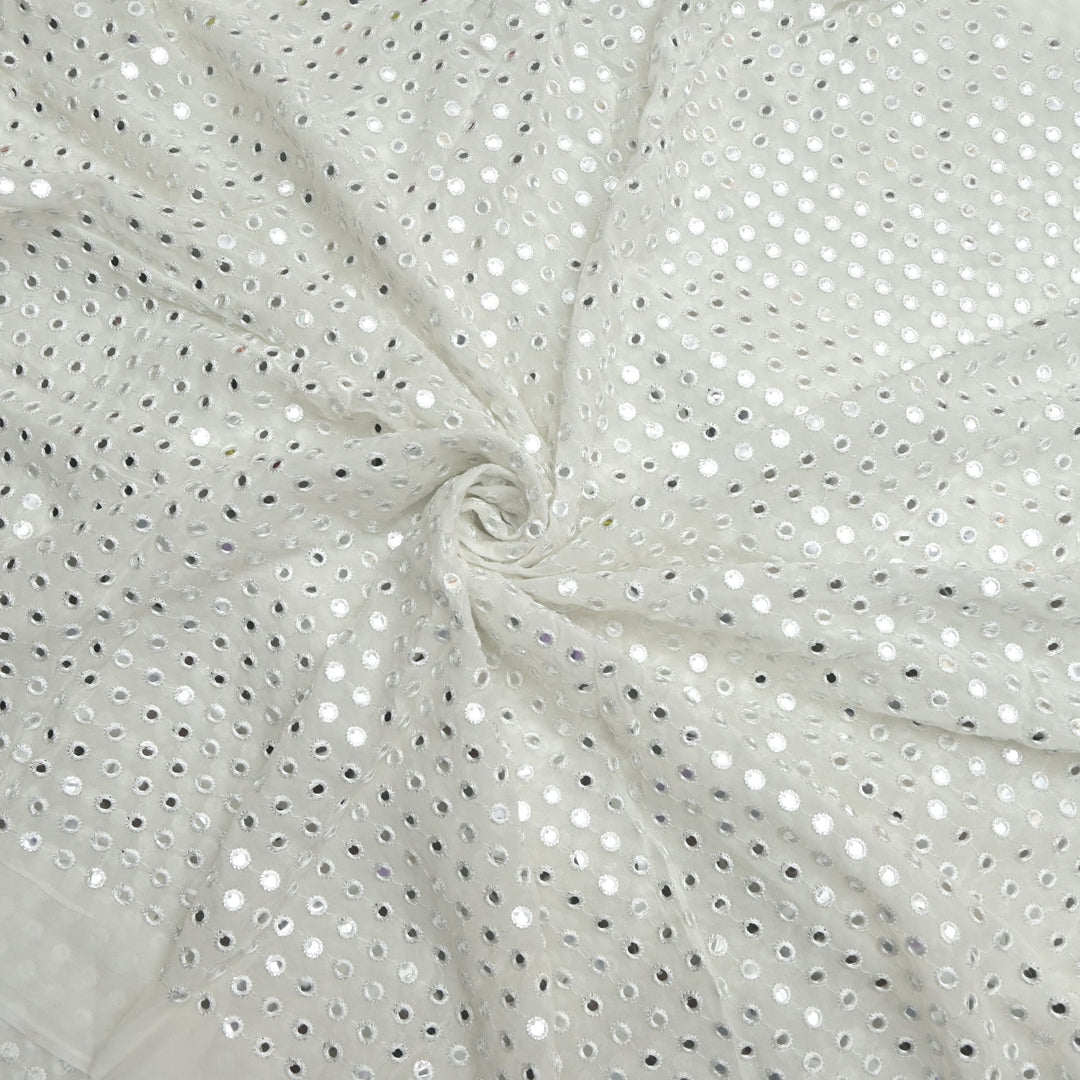Viscose Georgette Mirror Embroidery Fabrics