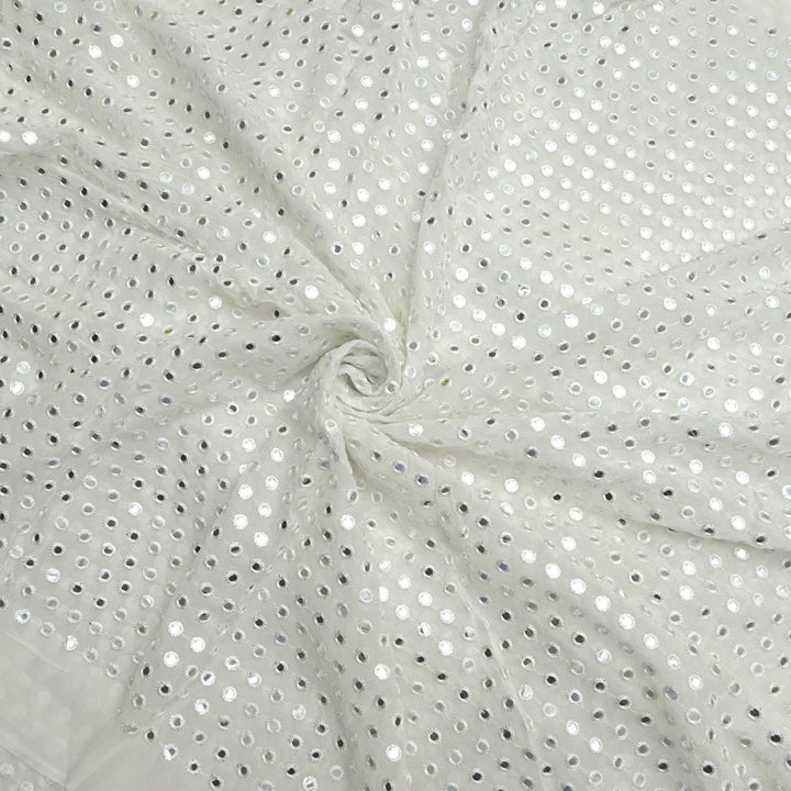 Viscose Georgette Mirror Embroidery Fabrics