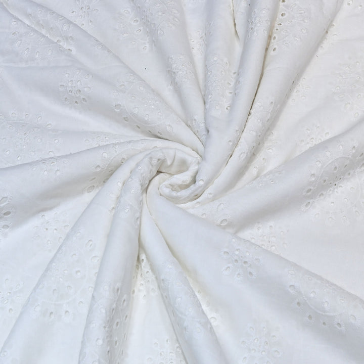 Cotton Chikan Cutwork Fabric- Lightweight Designer Embroidery Fabric- AT490/24-A-1