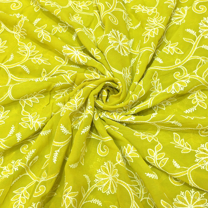 Viscose Georgette Thread With Sequins Embroidery Fabrics